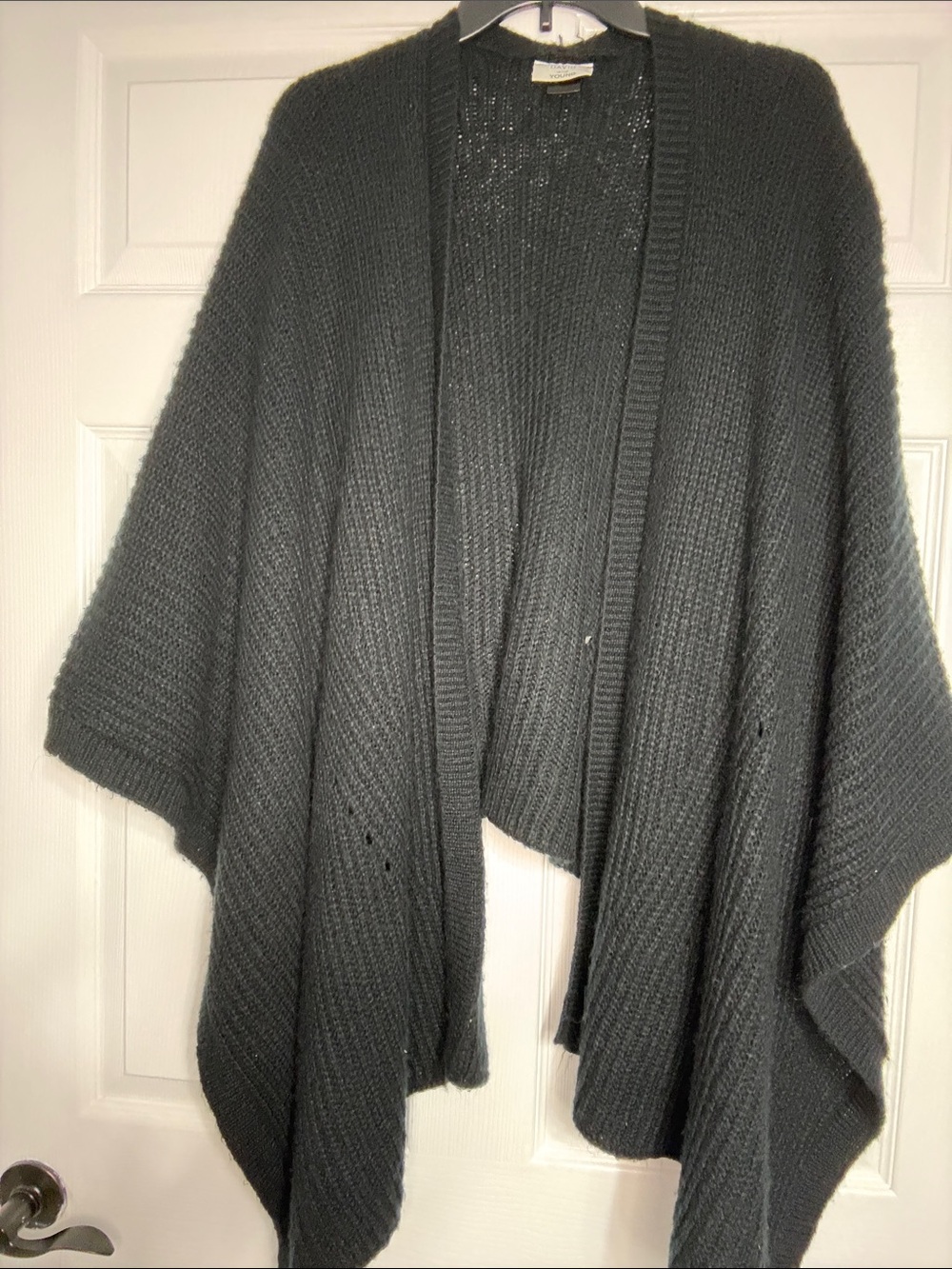 David and Young Charcoal Open-Front Knit Poncho